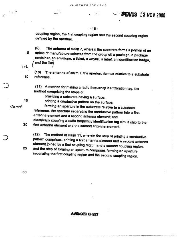 Canadian Patent Document 2334832. Prosecution-Amendment 20011213. Image 28 of 28