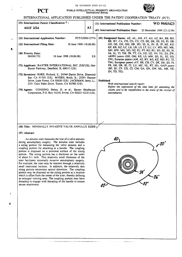 Canadian Patent Document 2334835. Abstract 20001212. Image 1 of 1