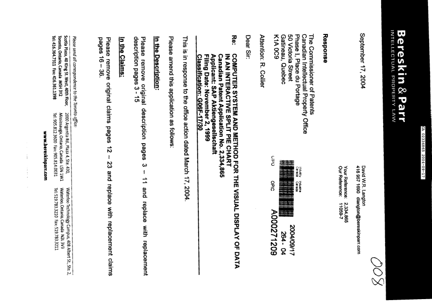 Canadian Patent Document 2334865. Prosecution-Amendment 20031217. Image 1 of 36