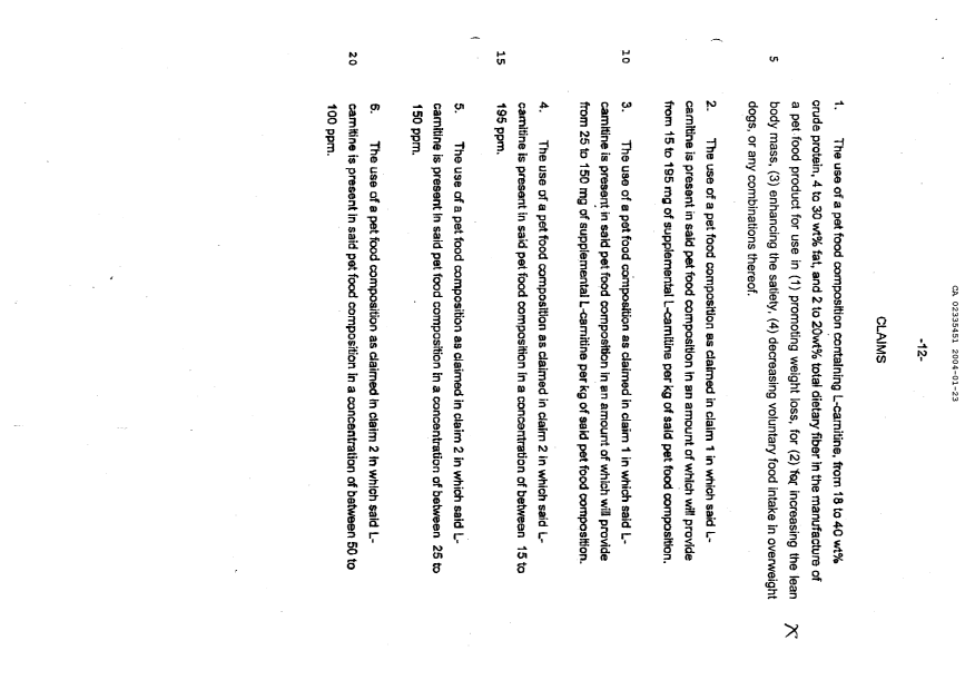 Document de brevet canadien 2335451. Revendications 20040123. Image 1 de 2