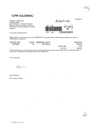 Document de brevet canadien 2335485. Paiement de taxe périodique 20170615. Image 1 de 2