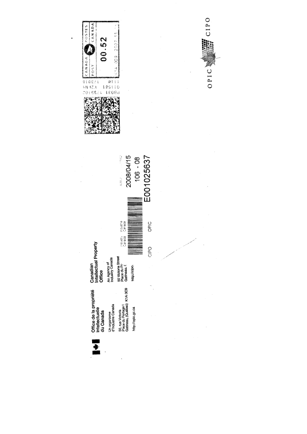 Document de brevet canadien 2335870. Correspondance 20080415. Image 2 de 2