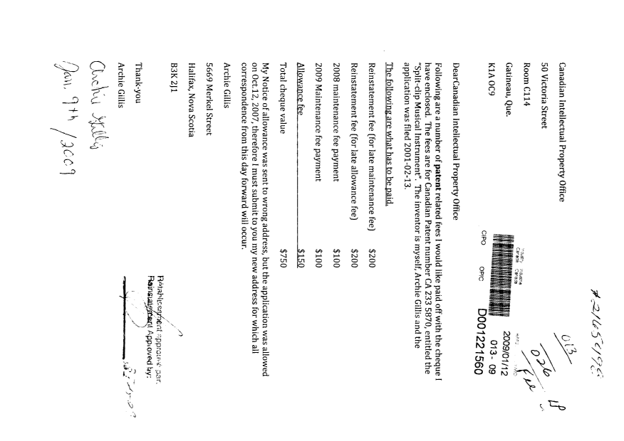 Document de brevet canadien 2335870. Poursuite-Amendment 20090112. Image 1 de 1