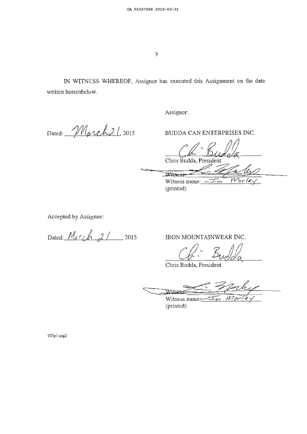 Document de brevet canadien 2337566. Cession 20150331. Image 6 de 6
