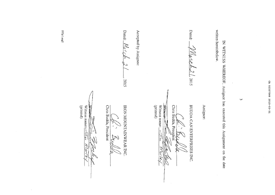 Canadian Patent Document 2337566. Assignment 20150331. Image 6 of 6