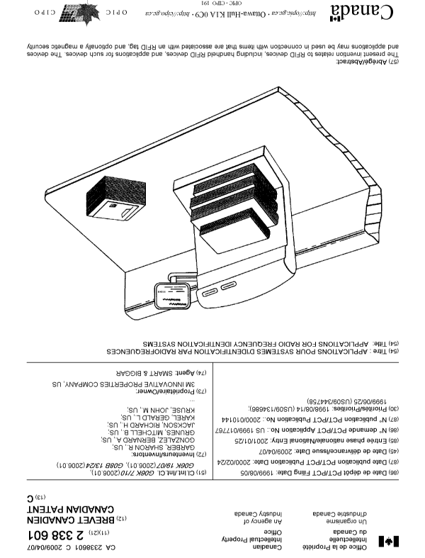 Document de brevet canadien 2338601. Page couverture 20081217. Image 1 de 2