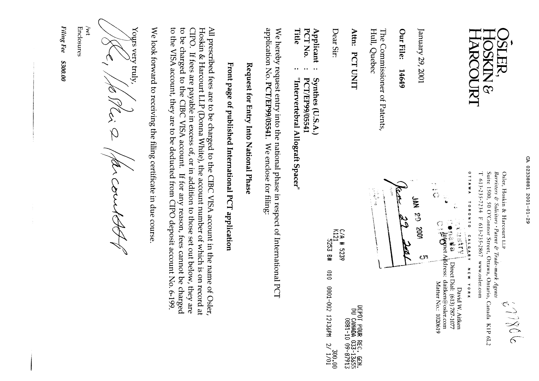 Document de brevet canadien 2338881. Cession 20001229. Image 1 de 2