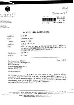 Canadian Patent Document 2339150. Correspondence 20090209. Image 1 of 2