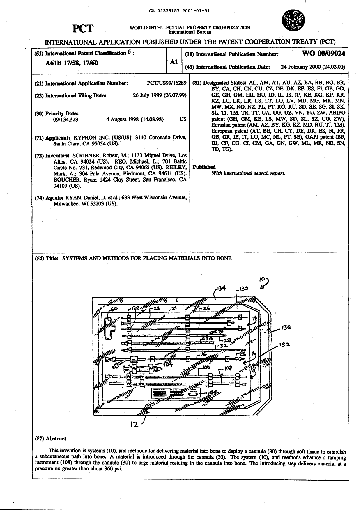 Document de brevet canadien 2339157. Abrégé 20010131. Image 1 de 1
