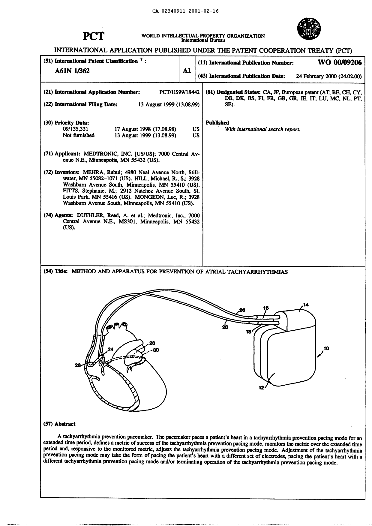 Document de brevet canadien 2340911. Abrégé 20010216. Image 1 de 1