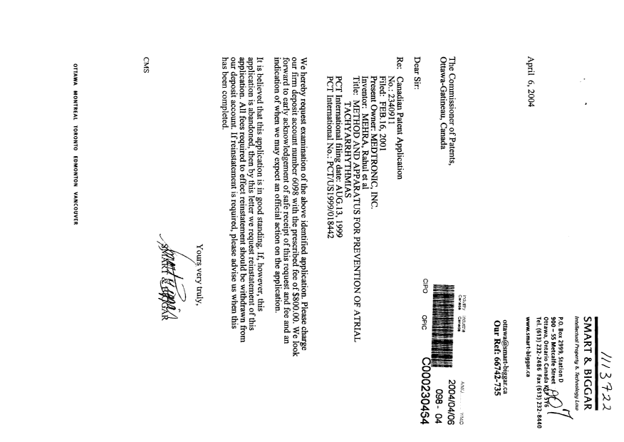 Document de brevet canadien 2340911. Poursuite-Amendment 20040406. Image 1 de 1