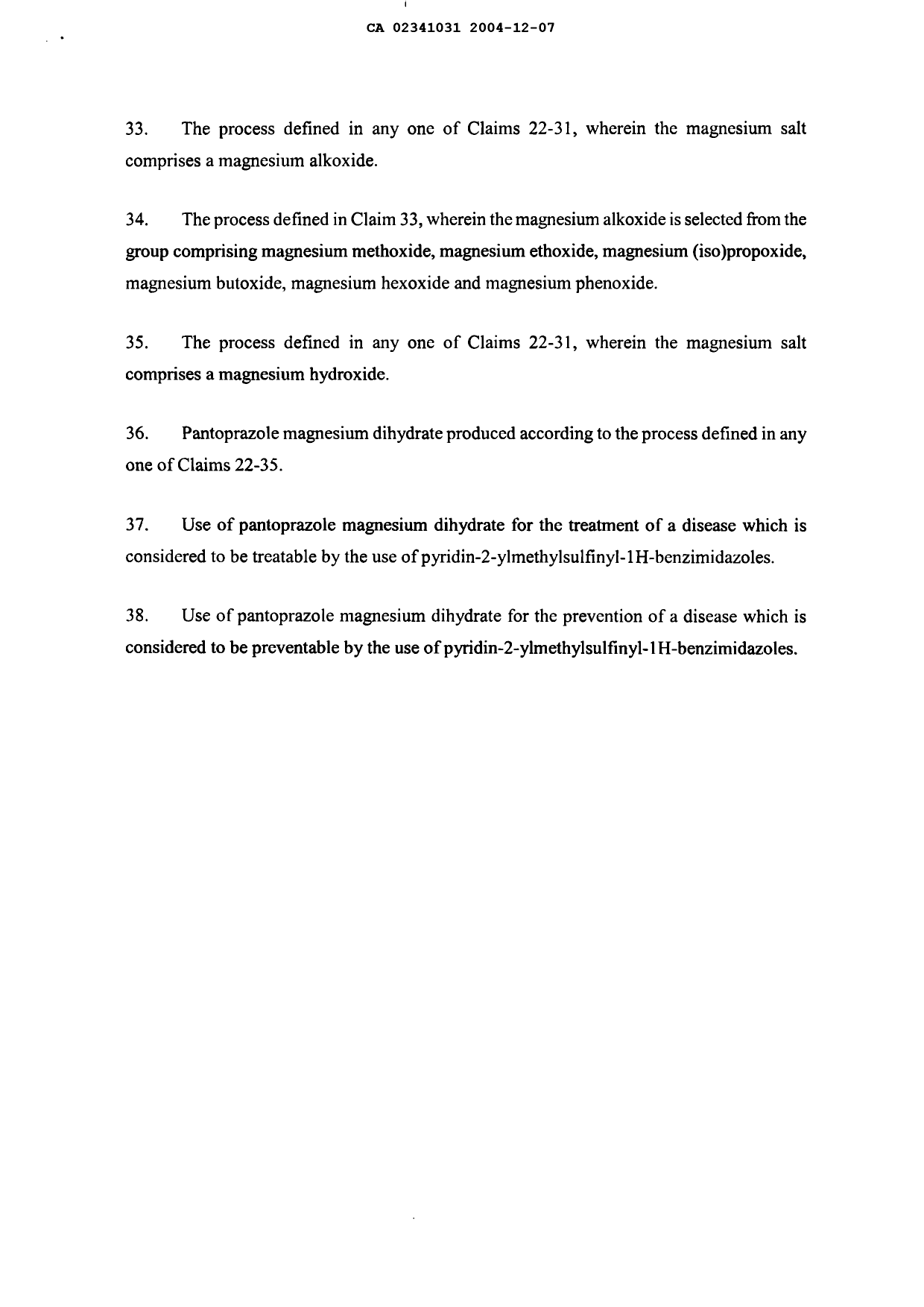 Document de brevet canadien 2341031. Revendications 20031207. Image 4 de 4