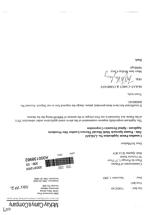 Document de brevet canadien 2342633. Poursuite-Amendment 20021203. Image 1 de 1