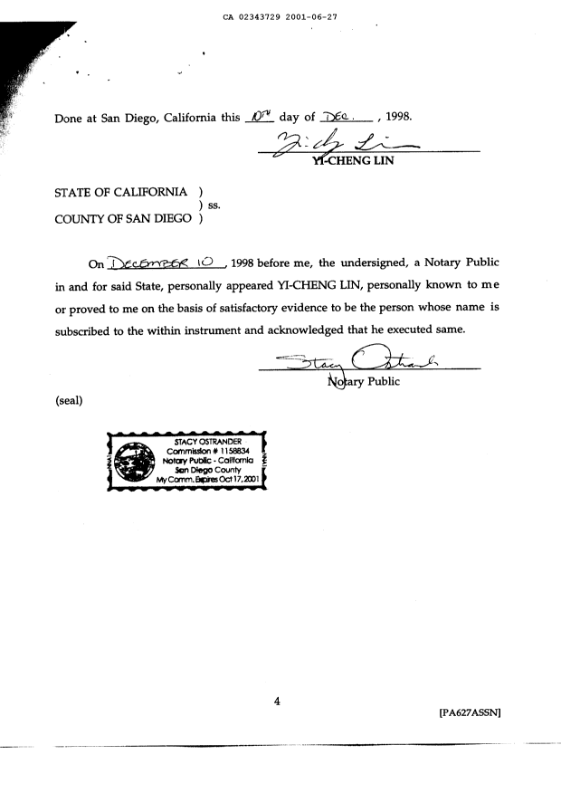 Document de brevet canadien 2343729. Cession 20010627. Image 8 de 8