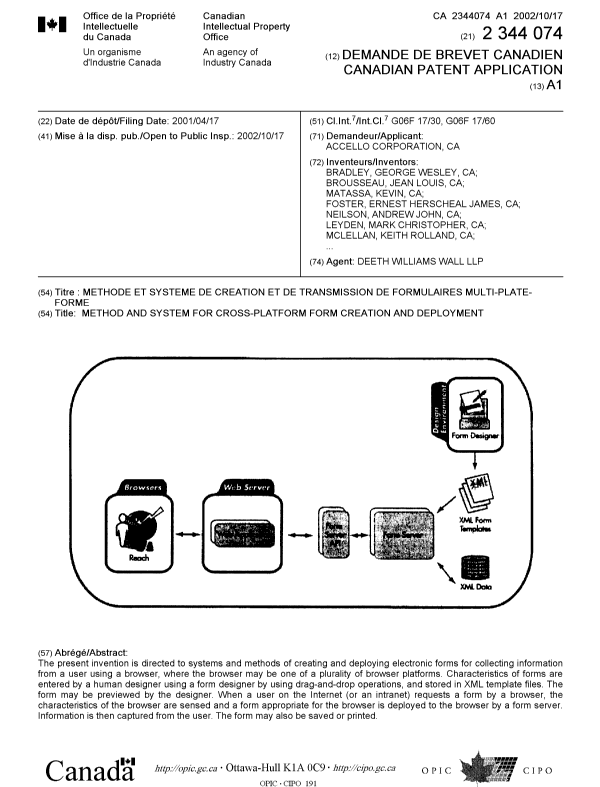 Document de brevet canadien 2344074. Page couverture 20020927. Image 1 de 2