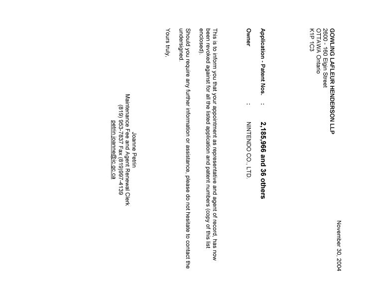 Document de brevet canadien 2344774. Correspondance 20041130. Image 1 de 1