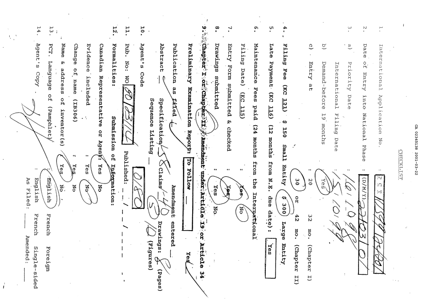 Document de brevet canadien 2345138. PCT 20010322. Image 1 de 13