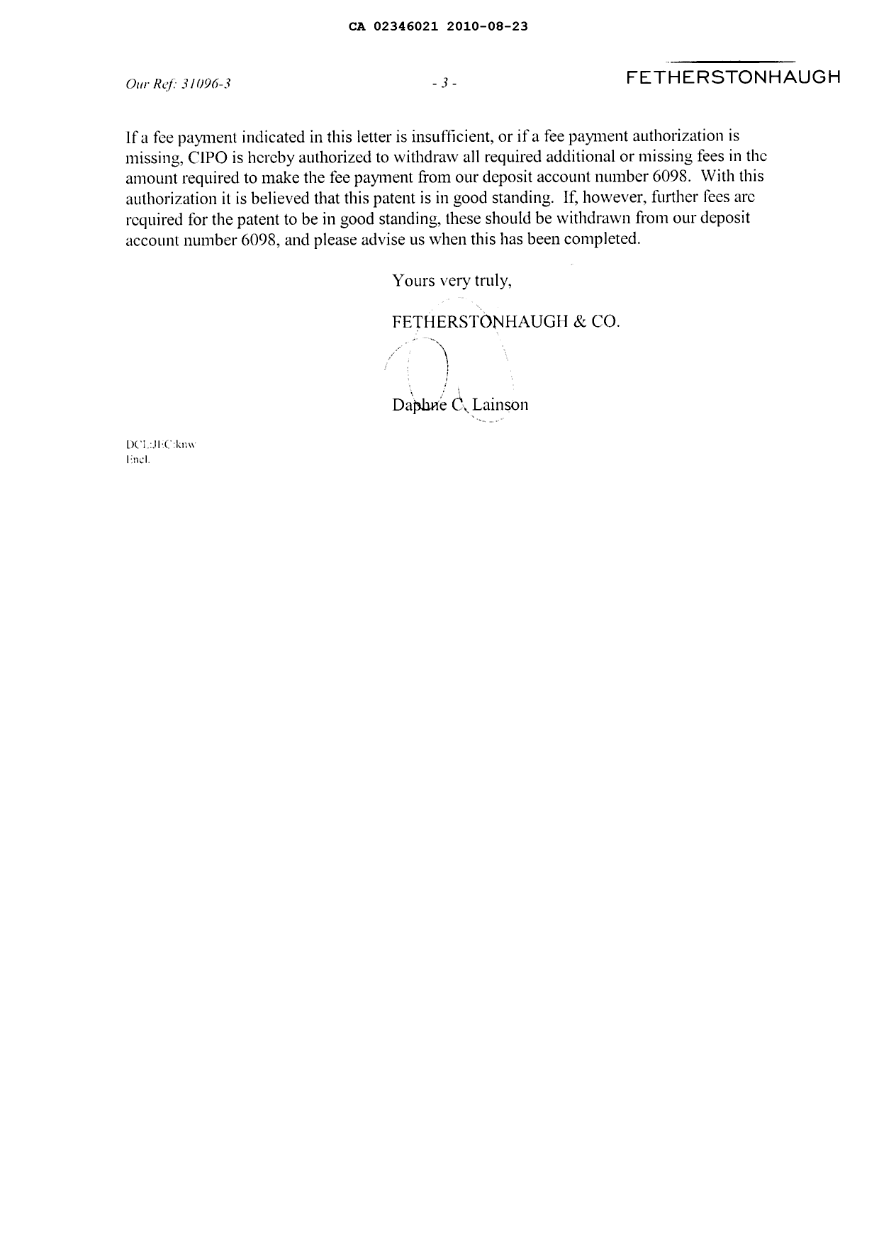 Canadian Patent Document 2346021. Correspondence 20091223. Image 3 of 5