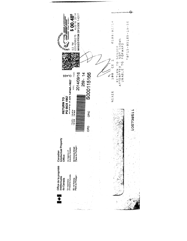 Document de brevet canadien 2346541. Courrier retourné 20140916. Image 2 de 2