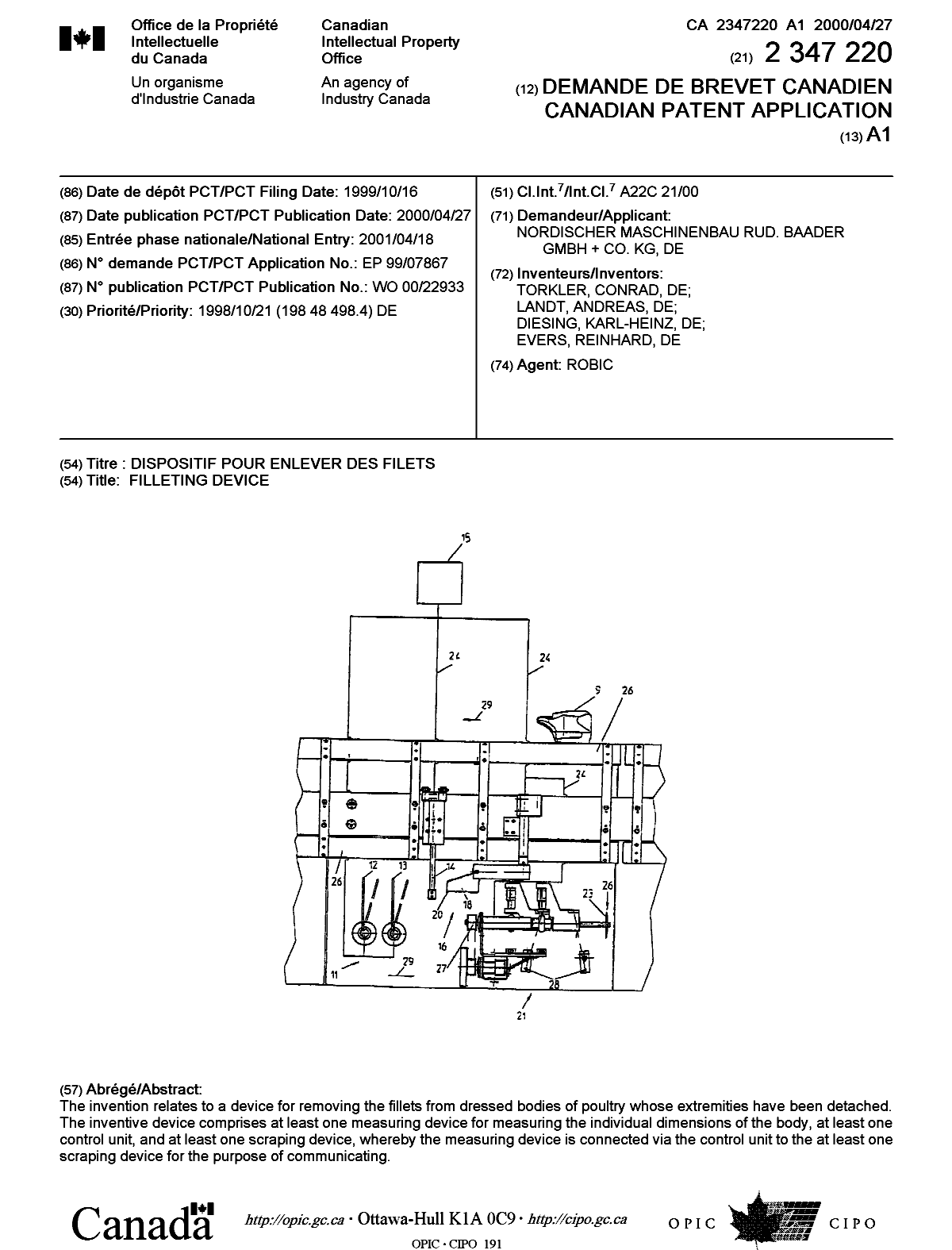 Document de brevet canadien 2347220. Page couverture 20010717. Image 1 de 1