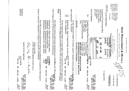 Canadian Patent Document 2347253. Assignment 20010412. Image 1 of 6