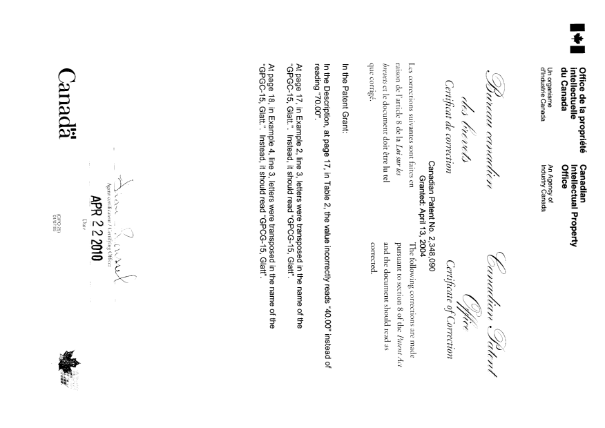Document de brevet canadien 2348090. Poursuite-Amendment 20091222. Image 2 de 4