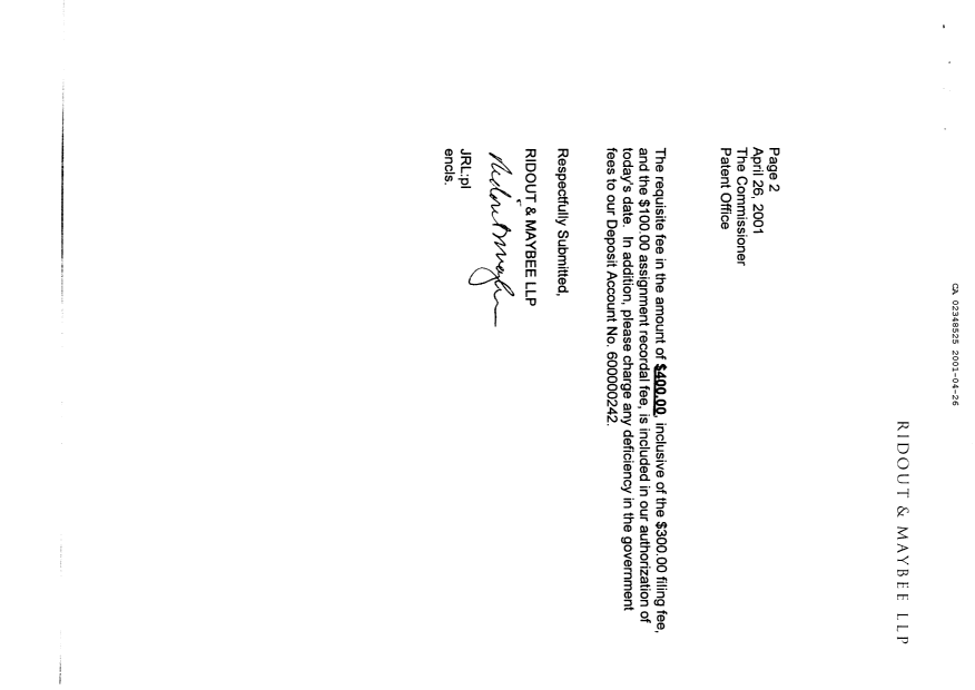 Document de brevet canadien 2348525. Cession 20001226. Image 2 de 12