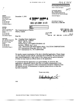 Document de brevet canadien 2349565. Poursuite-Amendment 20011205. Image 1 de 1