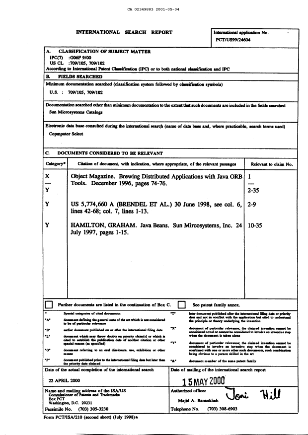 Document de brevet canadien 2349883. PCT 20001204. Image 3 de 3