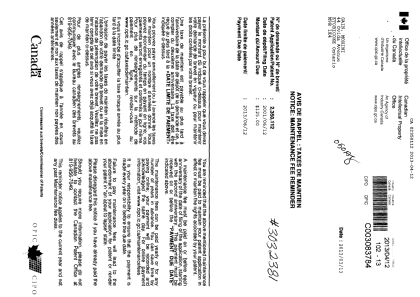 Document de brevet canadien 2350112. Taxes 20121212. Image 1 de 1