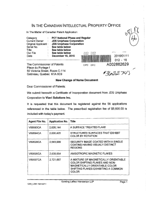 Document de brevet canadien 2350606. Cession 20160111. Image 1 de 7