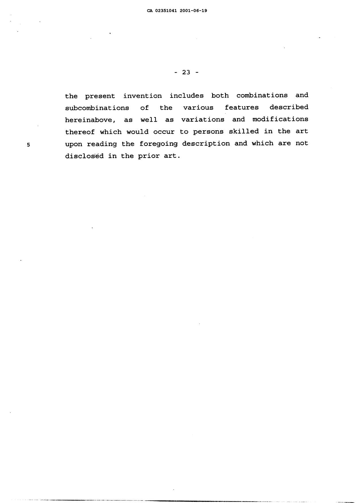 Canadian Patent Document 2351041. Description 20010619. Image 23 of 23
