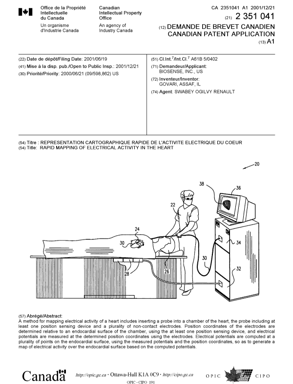 Canadian Patent Document 2351041. Cover Page 20011214. Image 1 of 1