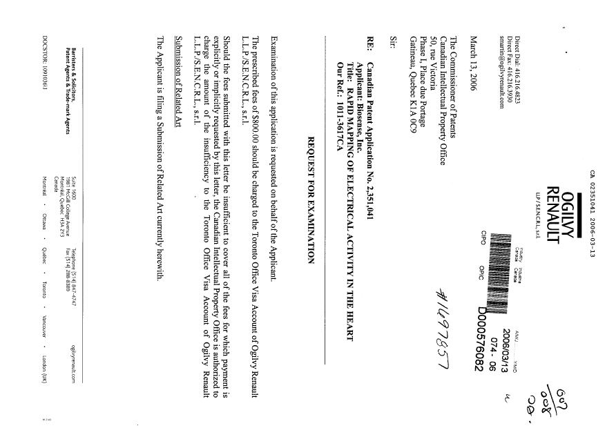 Document de brevet canadien 2351041. Poursuite-Amendment 20060313. Image 1 de 4