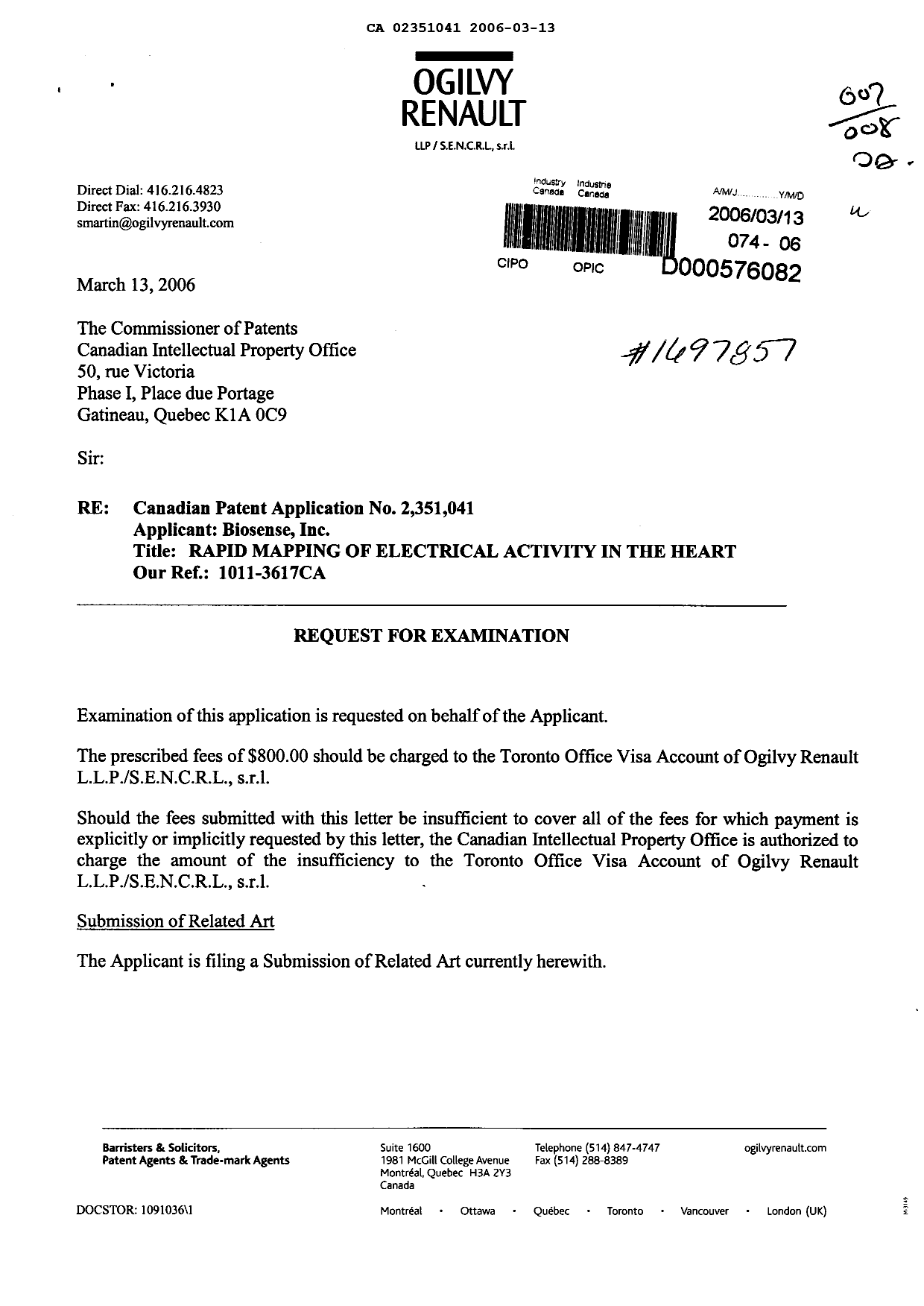 Document de brevet canadien 2351041. Poursuite-Amendment 20060313. Image 1 de 4