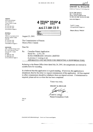 Document de brevet canadien 2351128. Cession 20010823. Image 1 de 4