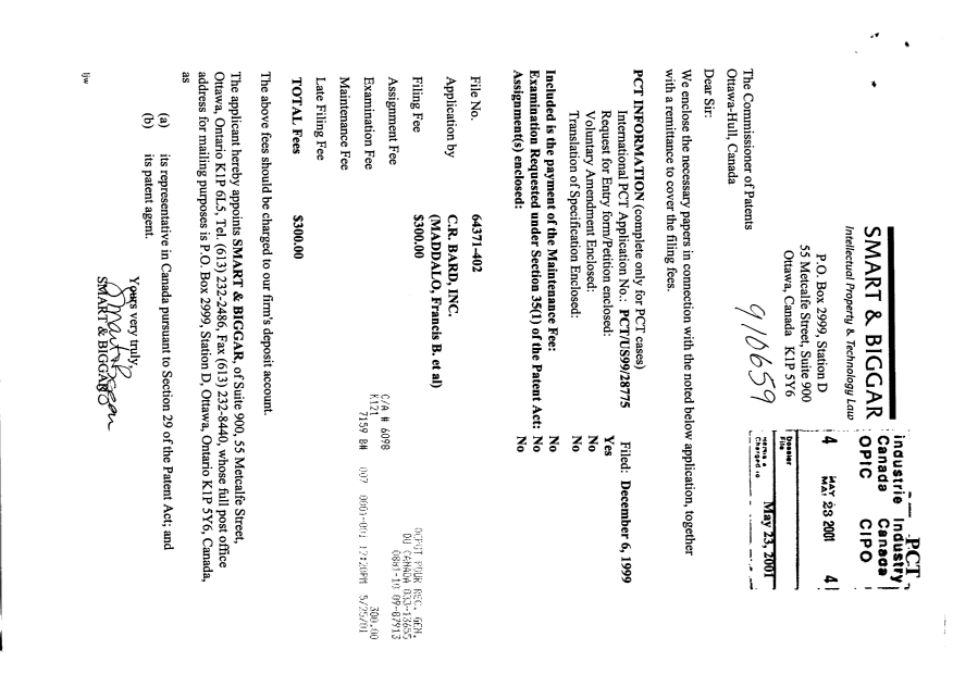 Document de brevet canadien 2351341. Cession 20010523. Image 1 de 3