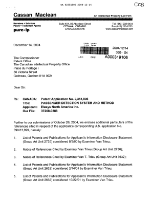 Canadian Patent Document 2351806. Prosecution-Amendment 20041214. Image 1 of 2
