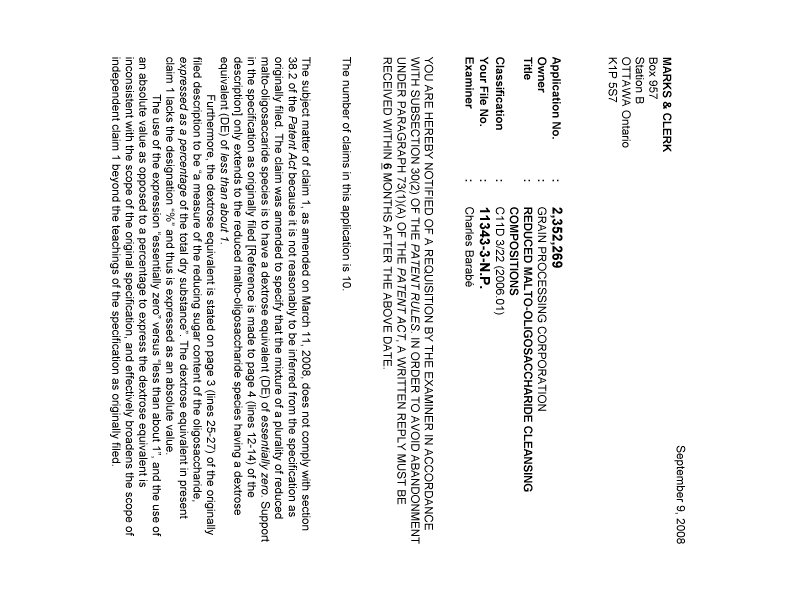 Document de brevet canadien 2352269. Poursuite-Amendment 20080909. Image 1 de 3