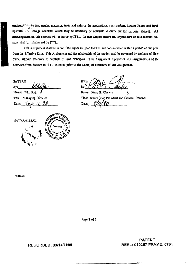 Document de brevet canadien 2354058. Cession 20020612. Image 134 de 134