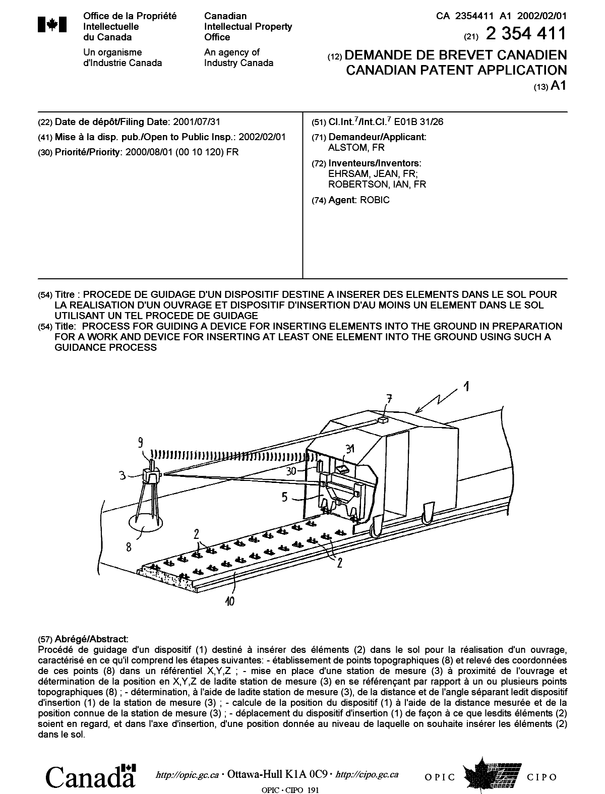 Canadian Patent Document 2354411. Cover Page 20020204. Image 1 of 1
