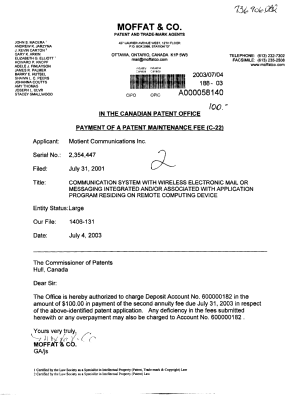 Document de brevet canadien 2354447. Taxes 20030704. Image 1 de 1