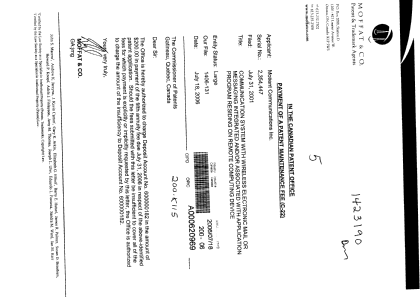 Document de brevet canadien 2354447. Taxes 20060718. Image 1 de 1