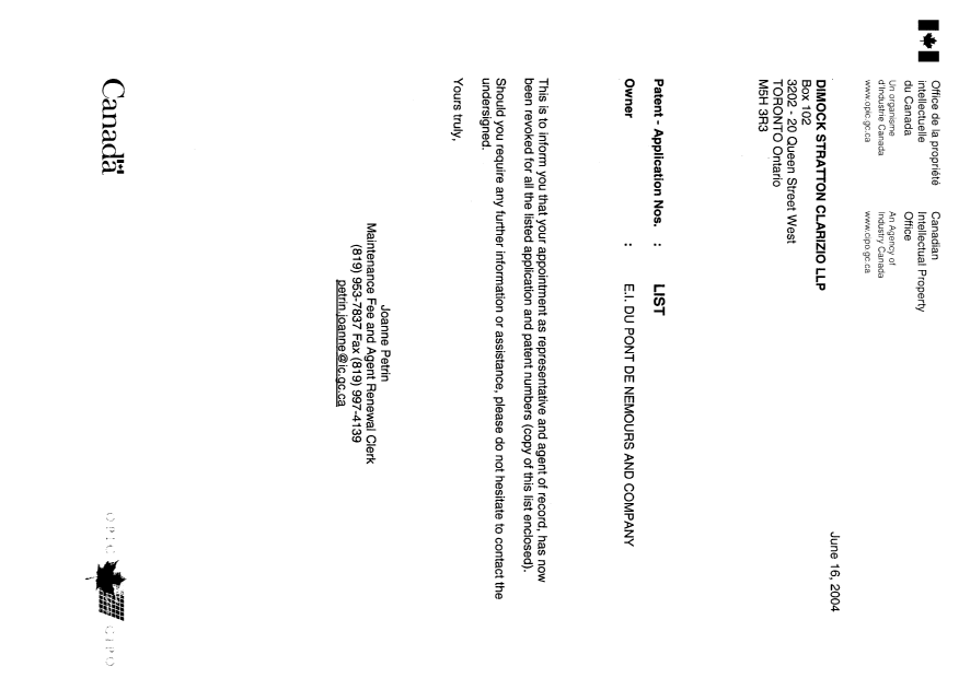 Canadian Patent Document 2354792. Correspondence 20040616. Image 1 of 1