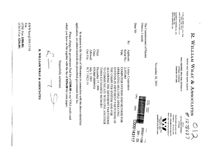 Document de brevet canadien 2355065. Correspondance 20021226. Image 1 de 1