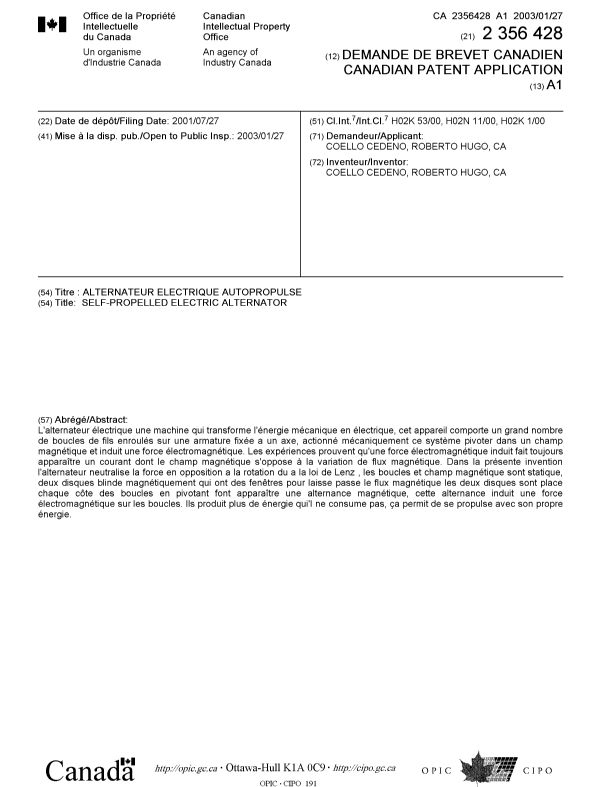 Document de brevet canadien 2356428. Page couverture 20030102. Image 1 de 1