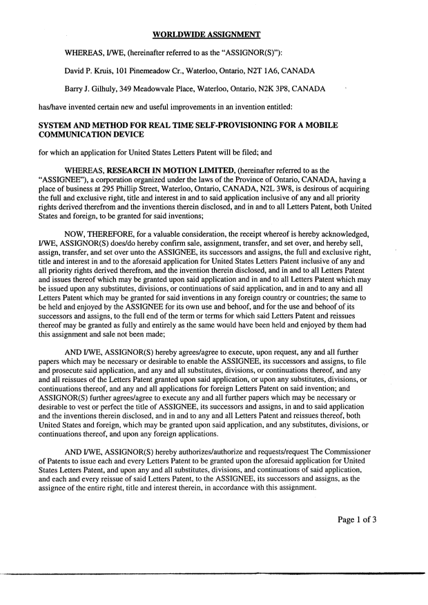 Document de brevet canadien 2356823. Cession 20020910. Image 2 de 4