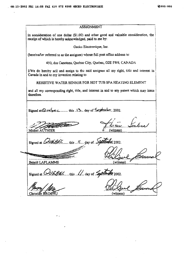 Document de brevet canadien 2357641. Cession 20020925. Image 2 de 2