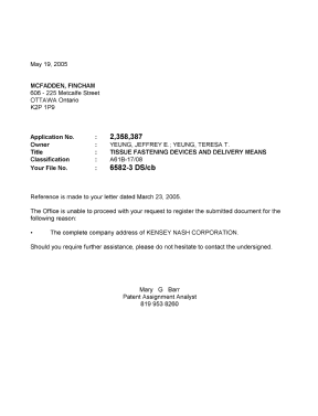 Canadian Patent Document 2358387. Correspondence 20050519. Image 1 of 1