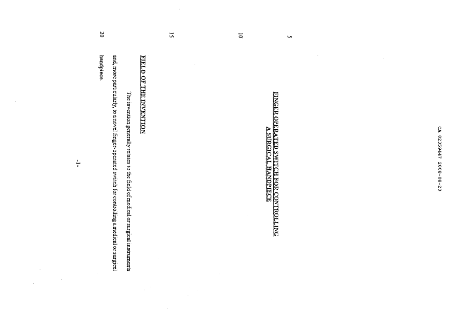 Document de brevet canadien 2359447. Description 20080820. Image 1 de 40